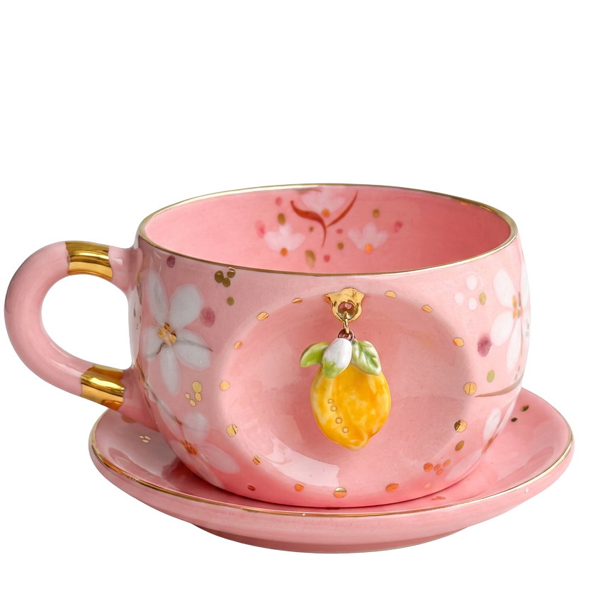 Limon Çiçeği Porselen Çay Fincanı