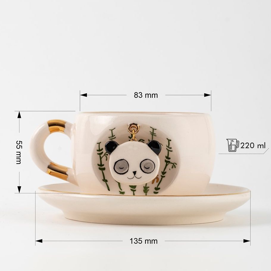 Panda Porselen Çay Fincanı - Nature Serisi