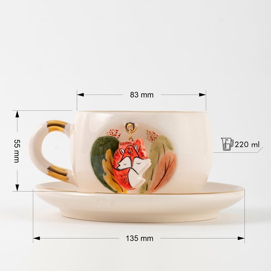 Kızıl Tilki Seramik/Porselen Çay Fincanı