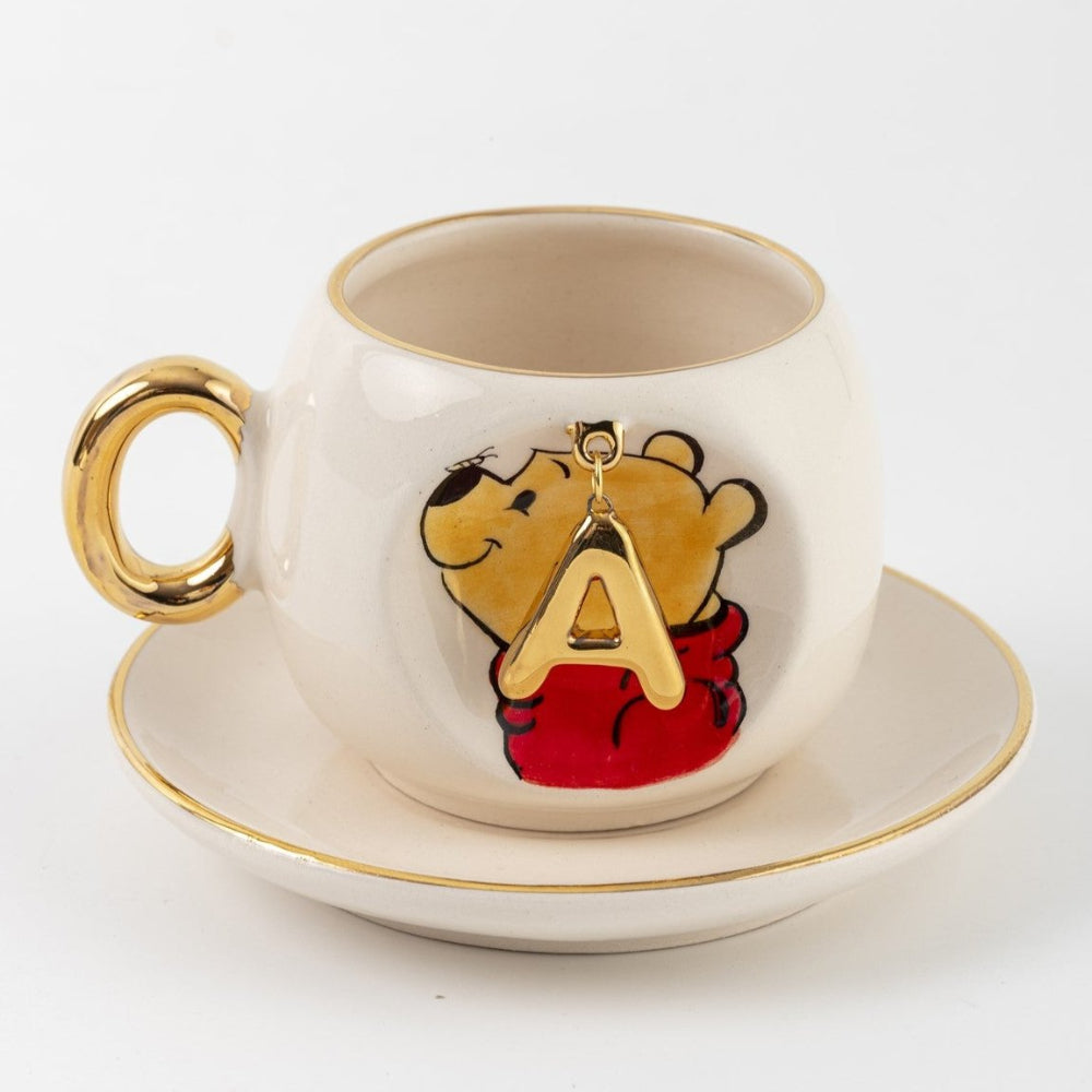 Harfli Winnie The Pooh Seramik/Porselen Kahve Fincanı