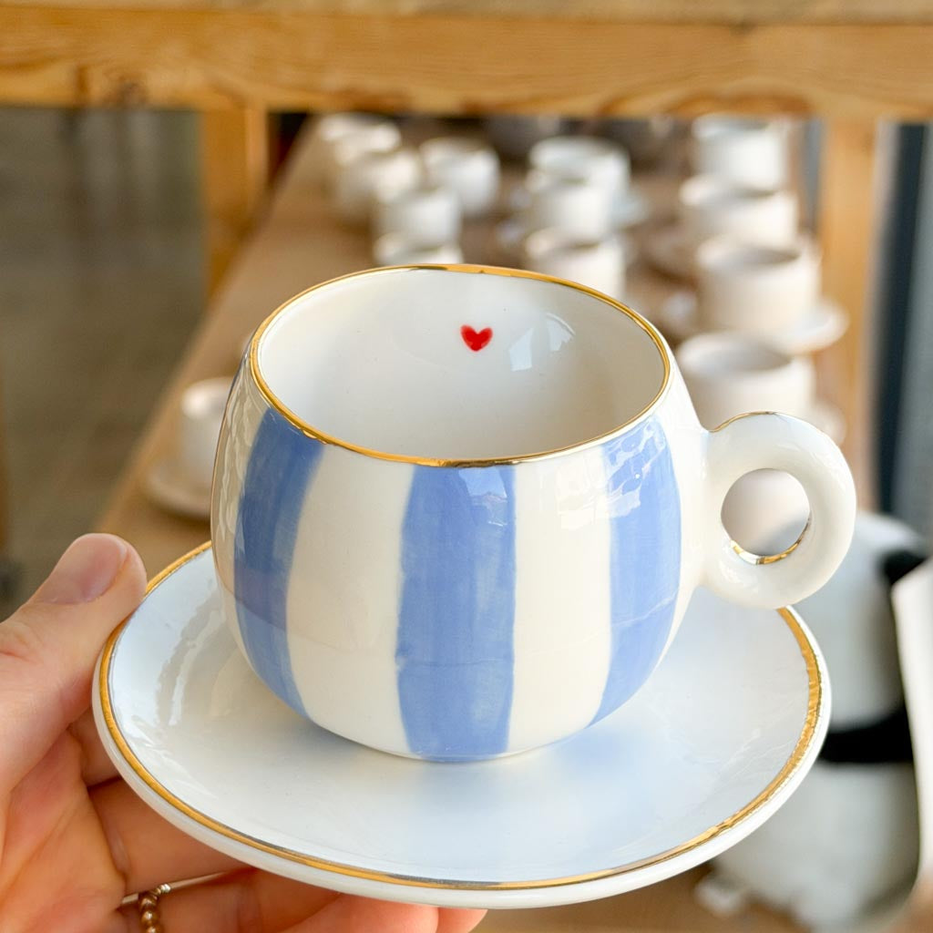 Kişiye Özel Carnival Porselen Kahve Fincanı Mavi