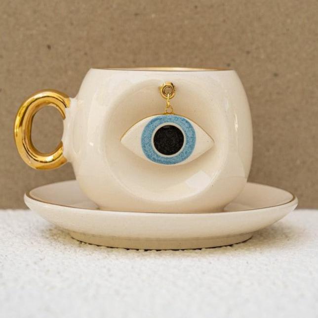 Nazar Boncuklu Kahve Fincanı Göz