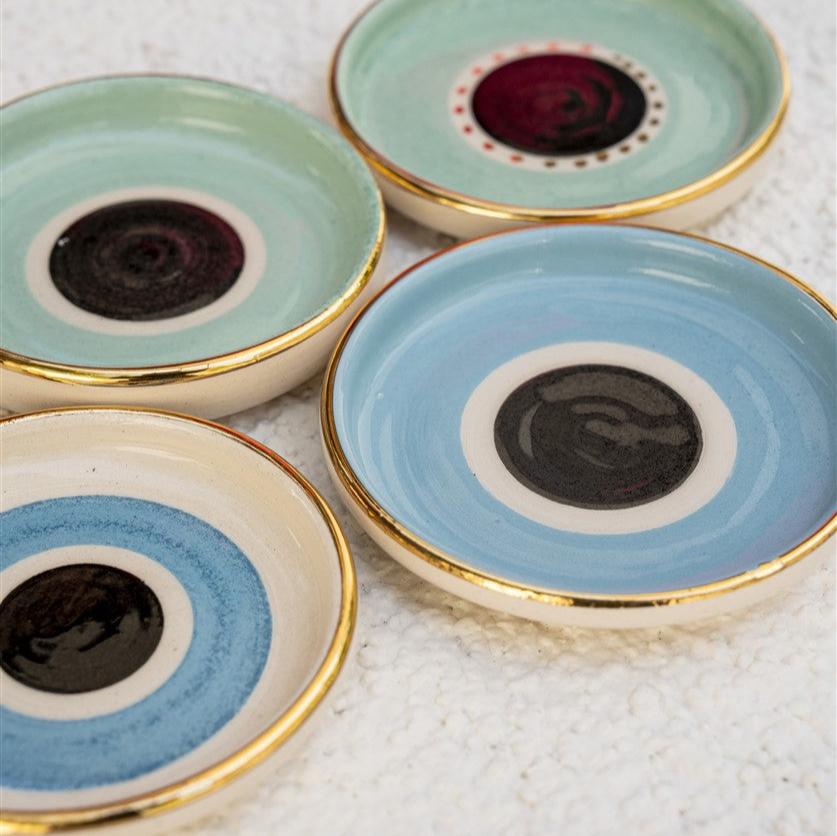 Kahve Yanı Lokumluk Mavi Nazar Boncuklu