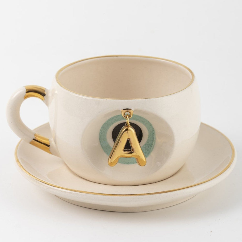 Nazar Boncuklu Çay Fincanı A Harfli