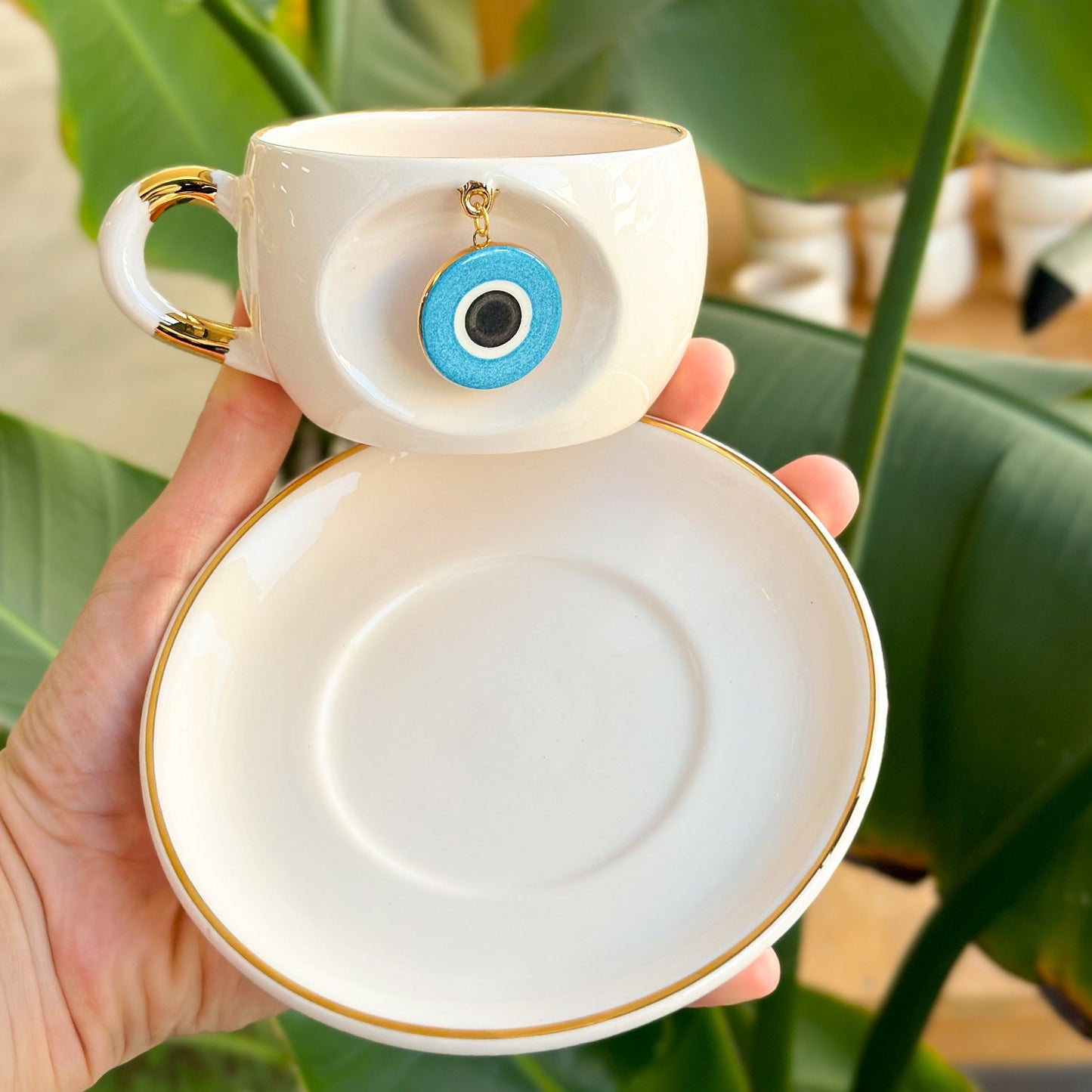 Nazar Boncuklu Çay Fincanı Seramik