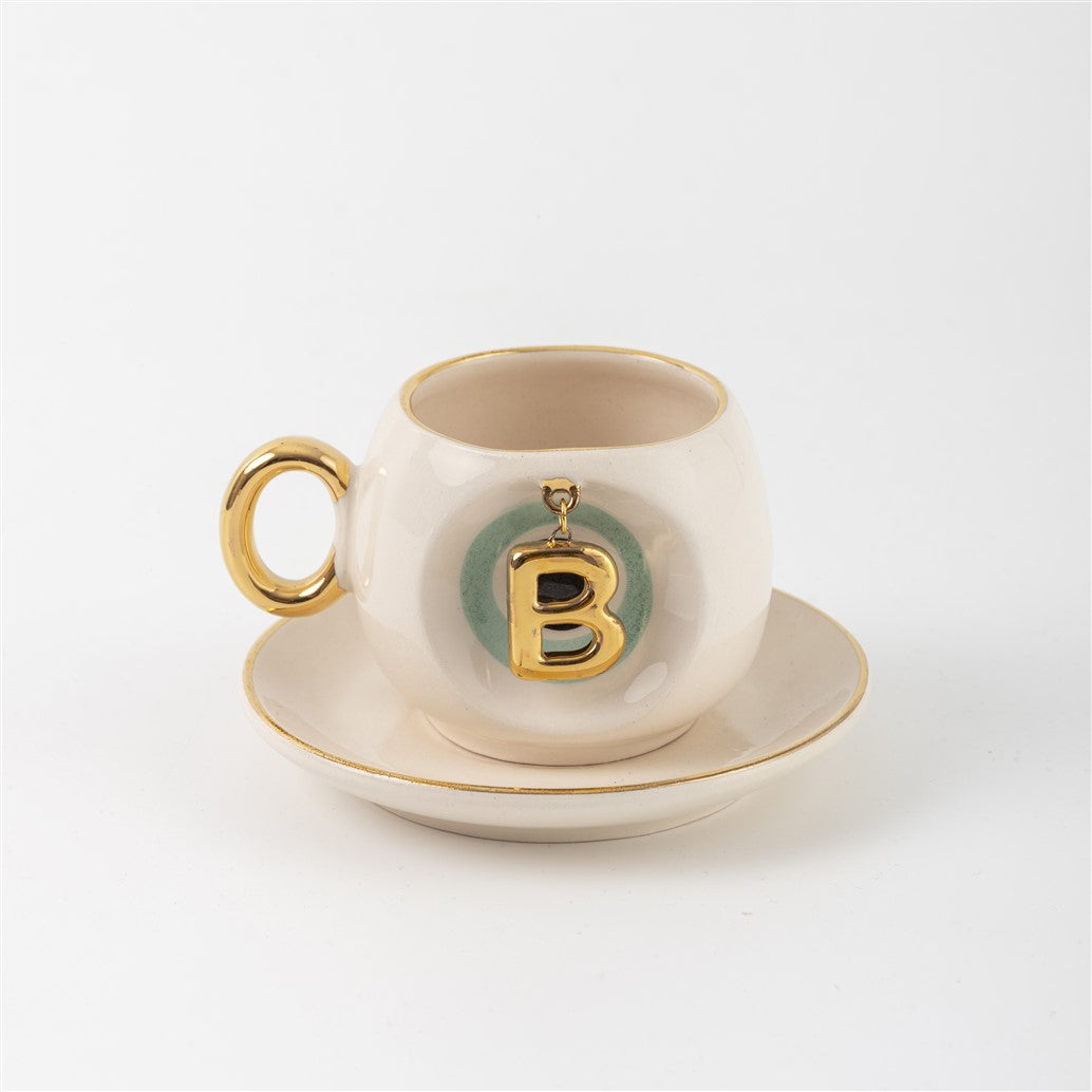 Nazar Boncuklu Kahve Fincanı B Harfli