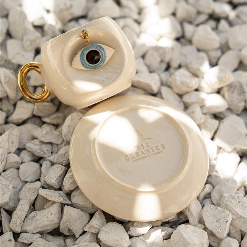 Nazar Boncuklu Kahve Fincanı Göz