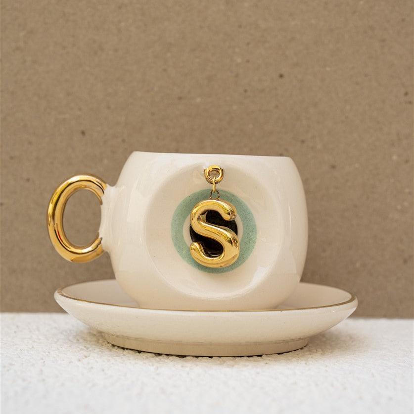 Nazar Boncuklu Kahve Fincanı S Harfli