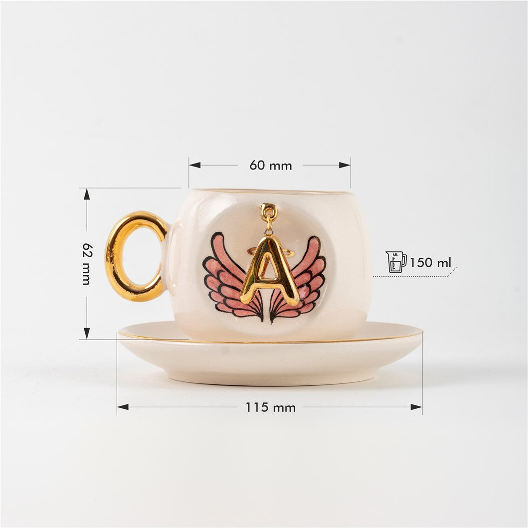 Pembe Melek Kanatlı Kahve Fincanı Ölçüleri