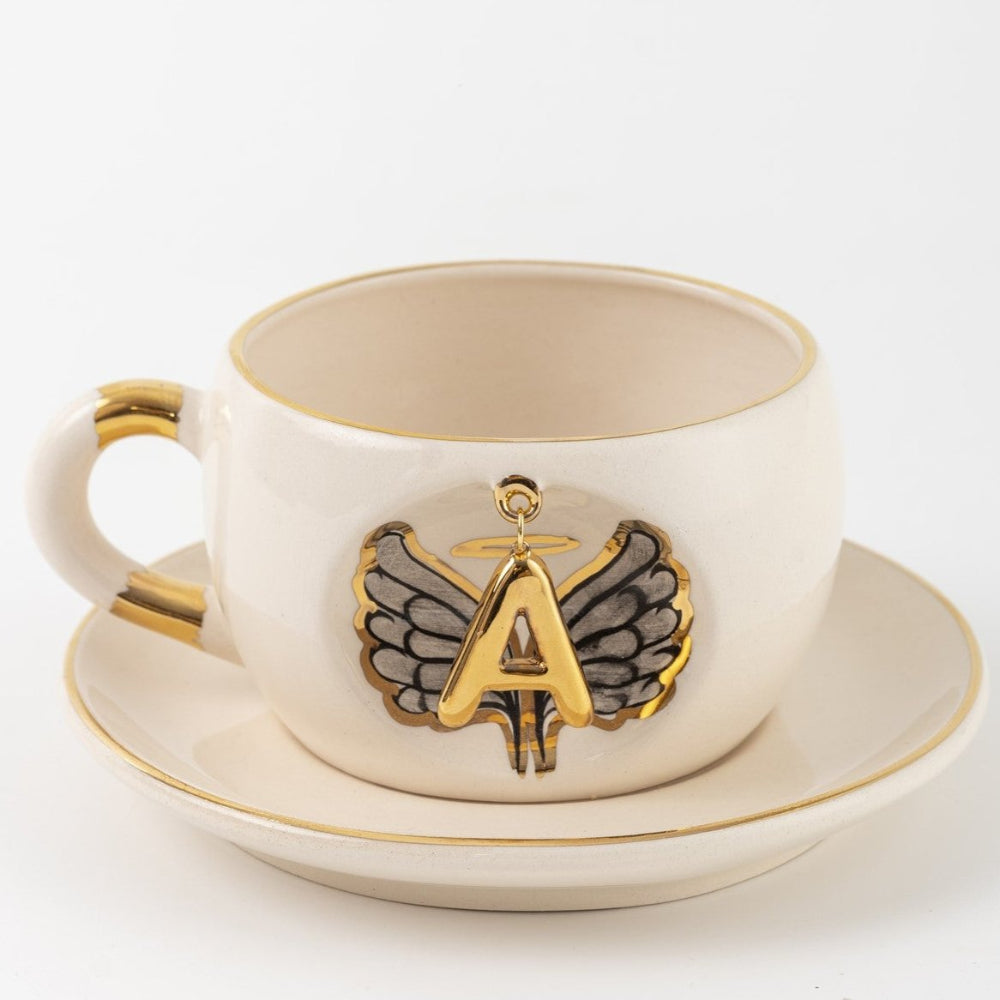 siyah melek kanatlı çay fincanı