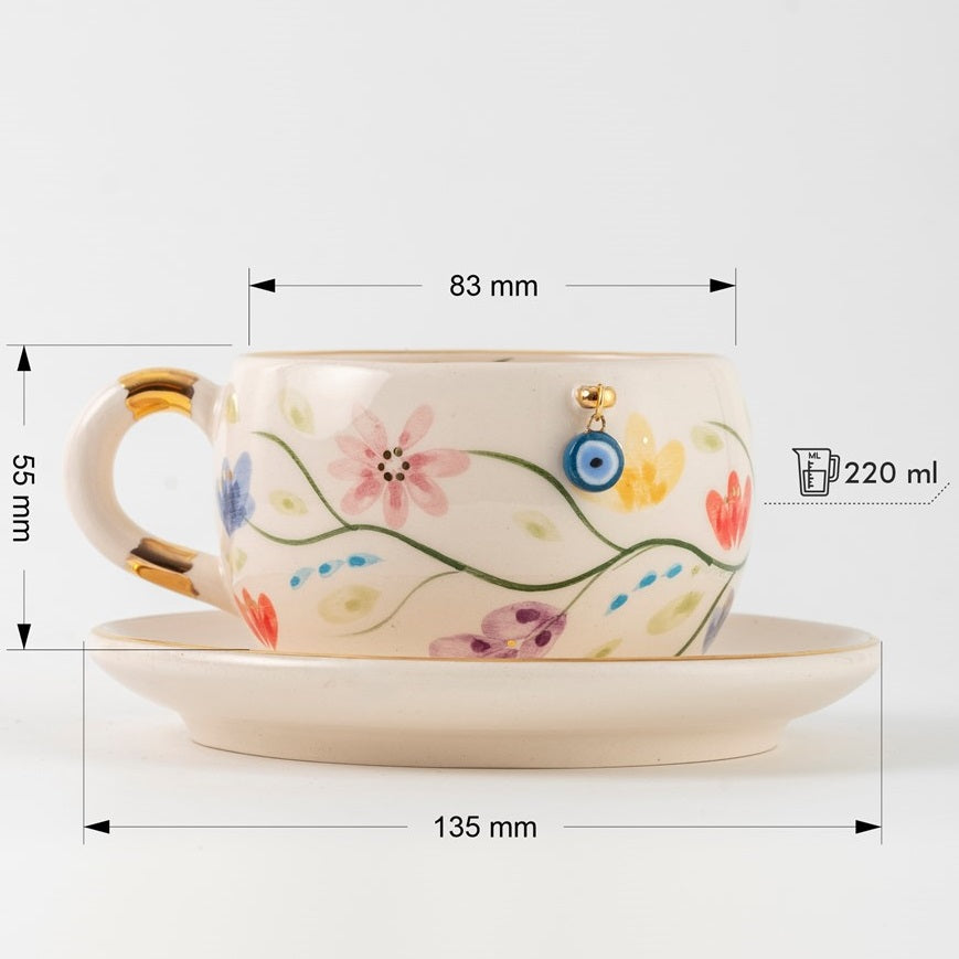 Bahar Dalı Seramik/Porselen Çay Fincanı