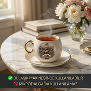 Kedi Harfli Porselen Kahve Fincanı