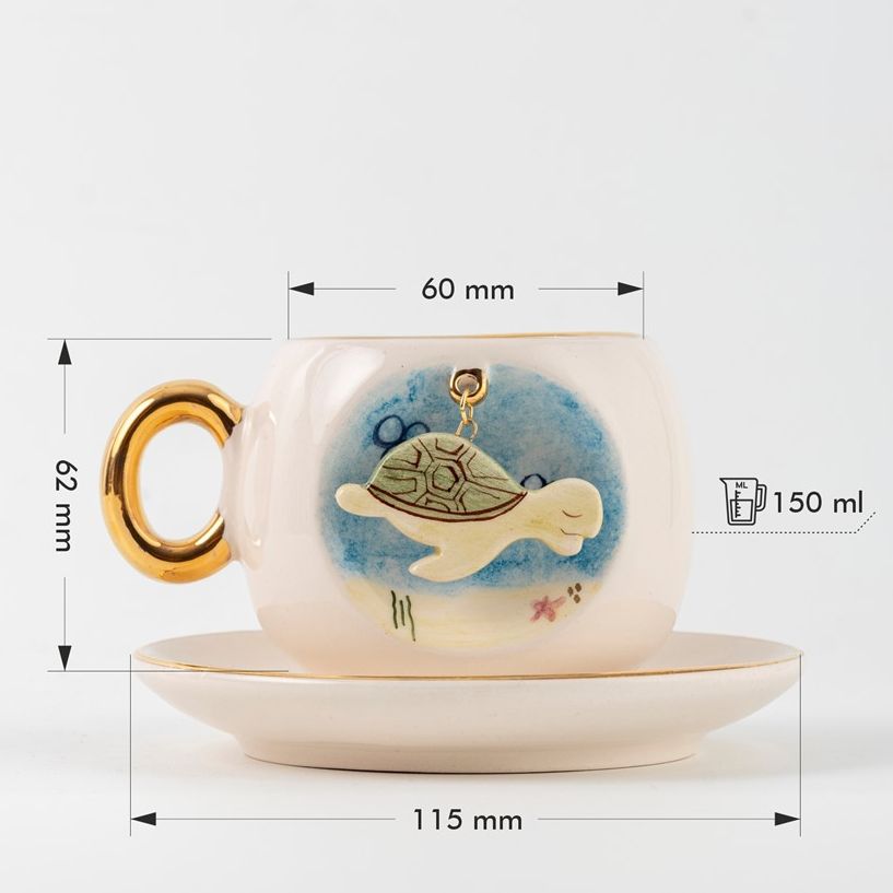 Caretta Seramik/Porselen Kahve Fincanı El Yapımı