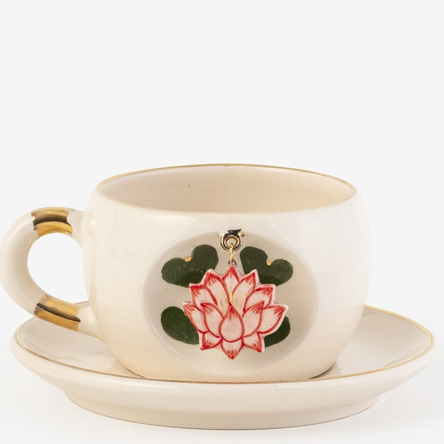 Lotus Porselen Çay Fincanı El Yapımı