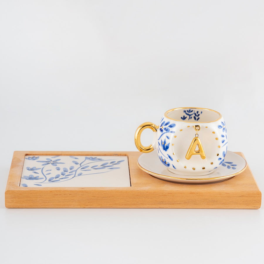 Harfli Fağfuri Kahve Fincanı Sunum Seti