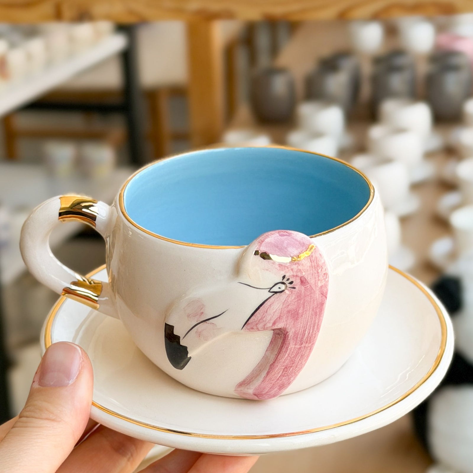 Flamingo Mavi Çay Fincanı