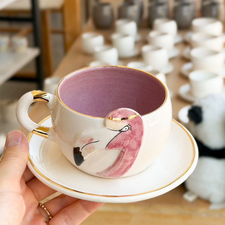 Flamingo Pembe Çay Fincanı