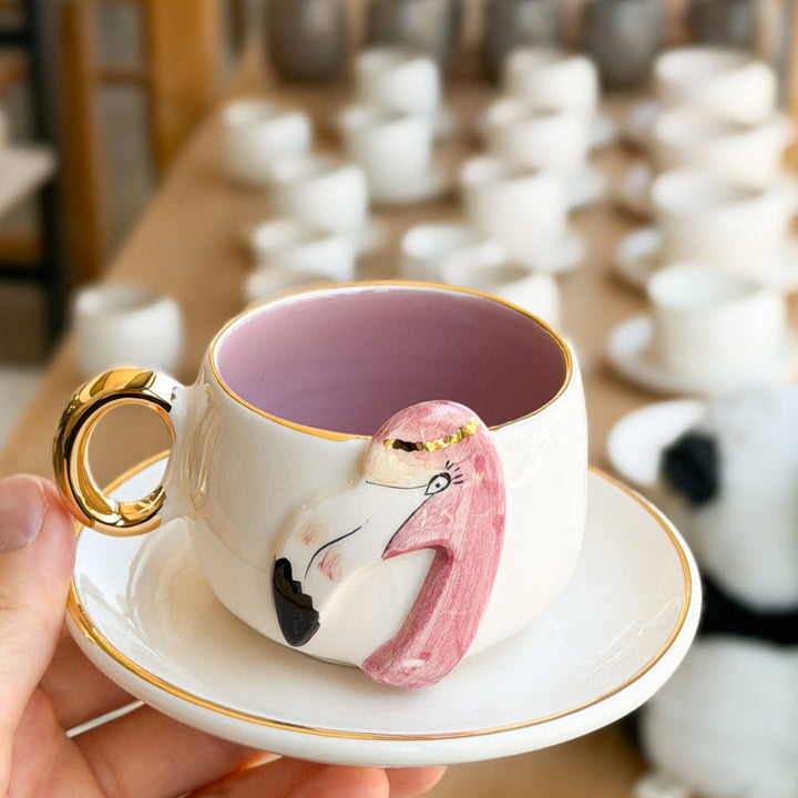 Flamingo Pembe Kahve Fincanı