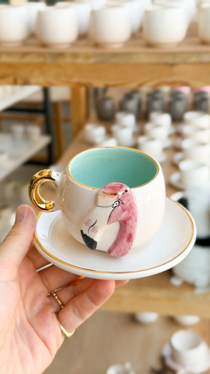 Flamingo Yeşil Kahve Fincanı