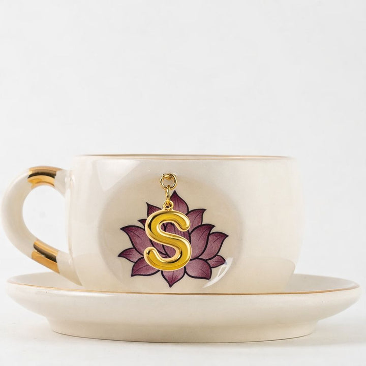 Lotus Harfli Seramik/Porselen Çay Fincanı Inner Peace