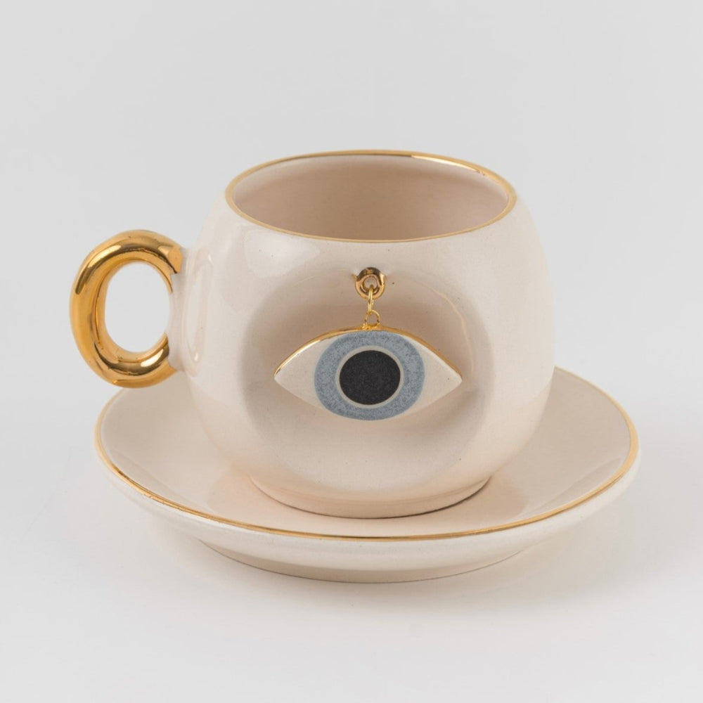 Nazar Boncuklu Kahve Fincanı Göz