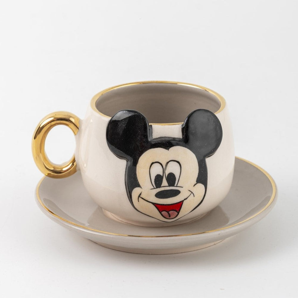 Gri renk Mickey Mouse Kahve Fincanı 