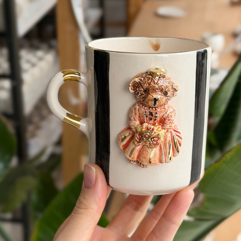 teddy kız turuncu renkli figür seramik kupa